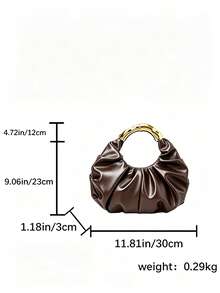 Cloud-Shaped Pleated Underarm Bag, PU Material, Suitable For Daily Use, Shopping, Commuting, Work, And University - Coffee - View 6