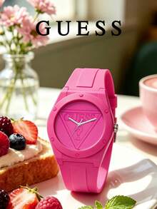 GUESS U0979L5 Women's Pastel Sport Watch, All-Pink Monochromatic Design, Embossed Logo Dial, Soft Silicone Strap, Casual Everyday Women's Watch - Pink - View 3