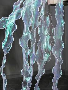 1pc Laser Gradient Holographic Fish Tail Tulle Ruched Hair Bow, Jellyfish Light Toy Cake Packaging Ribbon, DIY Lace Decor Accessory - A - View 2
