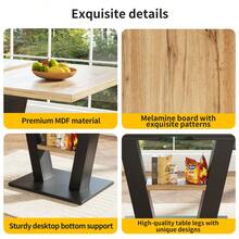Dining Table Telescopic Table (120-160*75cm), Extendable Table, Extendable To 120-160cm With Aid Of Internal Insert Panels, Kitchen And Living Room, Dining Table With Black Marble Pattern - Black+Natural + MDF - View 4