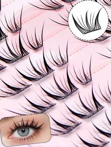10-Row Glue-Free Reusable Segmented False Eyelashes, Large Volume, Beginner-Friendly, Easy To Apply, Natural And Lightweight, Comfortable For Daily Wear, Soft Natural Eye Makeup Effect - C - View 2