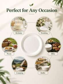 50/100pcs White Paper Plates, Suitable For Birthday Party Celebration, Durable Cake Tableware, 7-Inch White Round Party Plates, Suitable For Birthday, Cake, BBQ Tableware - Multicolor - View 8