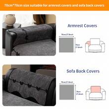 SANMOSPIN 1pc Solid Color Chenille Shaped Sofa Cover, Bowknot Decor Sofa Cushion, All-Season Sofa Cover, Pet-Friendly Sofa Protector, Machine Washable, Hand Washable, Bedroom, Office, Living Room Furniture Protection Pad - Home Decor Sofa Cover - Dark Grey - View 15