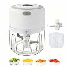 10s Quick Electric Garlic Chopper, USB Rechargeable Wireless Mini Food Processor, Stainless Steel Blade, Waterproof, Easy To Clean, Portable Garlic, Ginger, Vegetable, Meat, Nut, Baby Food Processor, Home Travel Kitchen Tool - Multicolor - View 9