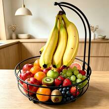 Large Fruit Basket, 2026 Pro Detachable Metal Fruit Plate, Countertop Use, For Holding Fruits, Bread, Vegetables And Snacks - Black - View 3
