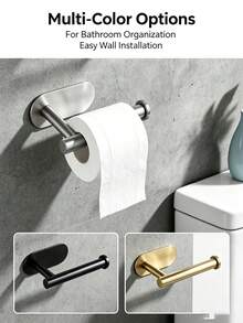 1pc Drill-Free Self-Adhesive Toilet Paper Holder, Absorbent Paper Towel Rack, Bathroom Paper Holder, Wall-Mounted Bathroom Rack Bathroom Hardware, Toilet Paper Rack, Bathroom Decor Accessories - Multicolor - View 10