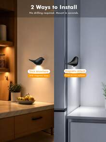1Pc Bird‑Shaped Motion Sensor LED Wall Sconce, Cordless Rechargeable Stick‑On Night Light, Dusk‑To‑Dawn Induction Lamp, Minimalist Decorative Wireless Wall Lighting Fixture For Hallway, Staircase, Closet, Bathroom - Normal - View 4
