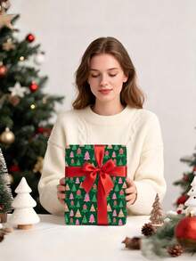 1 Roll Of Christmas Gift Wrapping Paper With Colorful Christmas Tree Patterns;Perfect For Christmas Gift Wrapping,Decorating For Christmas Parties,Home Festive Decoration,DIY Craft,Festive Favour Wrapping 1 Roll Size: 43 Cm X 300 Cm. - A - View 3