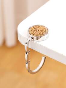 1pc Portable Foldable Desk Side Hanging Bag Hook, Gold-Plated Metal Marble Liquid Sand Pattern, No-Drill Handbag Storage Clip For Student Office Desk, Multiple Colors Highly Attractive Desktop Bag Hanger - Multicolor - View 8
