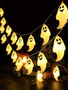 Halloween Ghost LED Light String Battery-Powered Holiday Atmosphere Fairy Lights, Battery Box Powered For Indoor Parties And Window Display Decorations, Two Sizes Available - Ghost Light String - View 4