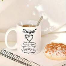 To My Daughter Inspirational Coffee Mug, Pink Interior Heart Butterfly Print Ceramic Cup, Sentimental Gift For Daughter, Ideal For Juice,Milk, Coffee- Perfect Birthday And Holiday Gift For Family,Gift For Him, Funny Mug - Multicolor - View 6