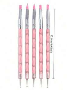 5pcs Nail Art Dotting Tools Dual-Ended Polka Dot Rhinestone Studding Pens For Beginners, 2-In-1 Nail Glue Applicator - Multicolor - View 10