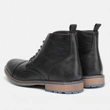 Men's Vintage Work Boots Round Toe Thick Sole Heel Dual-Tone Upper Commute Casual Ankle Boots Outdoor Hiking Boots - Black - View 10