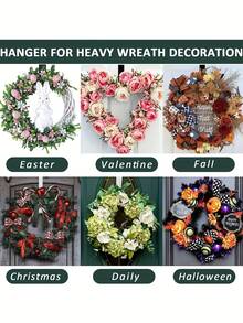 1pc Black Pure Metal Door Wreath Hook, Drill-Free Heavy Duty Front Door Hanging Rack, Reusable Multi-Function Door Hook, Suitable For Christmas, Halloween, Thanksgiving Holiday Home Front Door Decoration Storage Hook, Stable Load-Bearing - Black - View 4