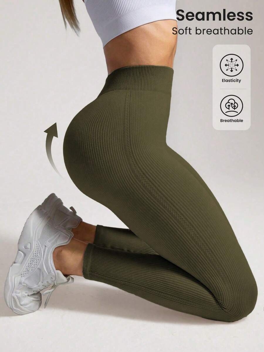 Women's High-Waist Seamless Solid Sports Leggings Z3FK - Multicolor 3 - Ver 1