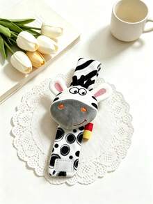 1pc Cute Cartoon Animal Baby Wrist Rattle Toy, Koala Zebra Panda Whale Design, Newborn Baby Animal Wristband Rattle, Black & White Visual Stimulation Baby Grasping Training Rattle Soothing Toy, Suitable As Newborn Baby Gift - Multicolor - View 9