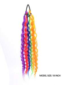 18-Inch Colored Curly Ponytail Wig Pieces, A 2 Pieces Set Of Fashionable Synthetic Ponytail Wigs, Suitable For Women To Wear. - Multicolor - View 2
