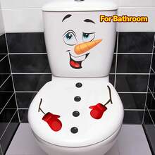 ملصق مقعد المرحاض بتصميم رجل الثلج لعيد الميلاد - ملصق حمام من مادة PVC مقاوم للماء وذاتي اللصق، الخيار الأفضل لديكور العطلات، مناسب لعيد الميلاد - النمط 3 - مشاهدة 2