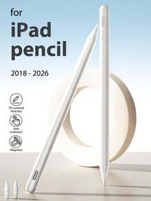 Stylus Pen For IPad 10 (10.9 Inch, 2022) With Anti-Touch And Tilt Sensitivity, 90mAh Compatible With IPad, Air 4/5/6/M4, A16 (11 Inch, 2025), Air 11/13 Inch (M3/M2), Pro 11/12.9 Inch - White - White - View 2