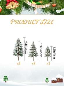 1組迷你積雪人造松樹組，3種尺寸 4cm 5cm 6cm 磨砂塑料雪松模型樹，DIY微景觀場景配件，聖誕桌面迷你場景裝飾 - 套裝 - 查看 8