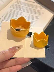 2pcs Women's Simulation Yellow Cute Small Crown Alligator Hair Clip Character Prop Accessory Princess Birthday Prince Crown Hair Clip Cosplay Character Prop Accessory Suitable For Daily Use Hair Accessory Hair Clip - Multicolor - View 8
