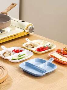 3-Compartment Prep Tray With Hanging Hole, Kitchen Onion Ginger Garlic Ingredient Divider Dish, Wall-Mountable Spill-Proof Condiment Tray, Hot Pot Prep Divided Plate - Multicolor - View 2