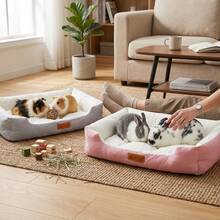 1pc Semi-Enclosed Square Small Pet Bed, Soft Padded Thick Edge Pet Sleeping Mat, Warm Pet Nest Pad, Comfortable Soft Pet Resting Bed, Suitable For Indoor And Cage Use, Fit For Kittens, Rabbits, Guinea Pigs, Ferrets, Autumn/Winter Small Animal Sleep Accessories - View 8