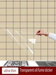 196.85 Inch Electrostatic Non-Adhesive Wall Protection Film - Scratch Resistant, Removable, Plastic And Other Materials, For Bedroom, Living Room, Home And Dorm Decor 3D Panels, Transparent Kitchen Oil-Proof Sticker, Non-Adhesive Electrostatic Film, Wall Protection Film, Stove Countertop Waterproof, Anti-Stick - 55 cm - View 6