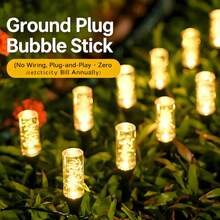 Weather‑Resistant Solar Bubble Tube LED Stake Lamps, Auto Night Activation, Ground Insert Light For Lawn, Patio & Garden Walkway - Black - View 5