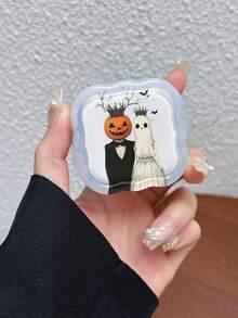 3pcs Set Wavy Pattern Charger Cable Protector UV Painted Halloween Elements Ghost Pumpkin Bat Design Suitable For UK Standard 20W Apple Charger Protective Cover, Transparent Anti-Shatter Cover, Protect Phone, Three-Prong Charger, Charging Accessories, Cable Protector Cover, - Multicolor - View 5