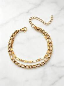 1pc Men Bracelets, Stackable Chain Bracelets, Figaro Chain Detail, Simple Retro , For Men Daily Party, Gift For Valentine's Day & Birthday - Bracelet - View 6