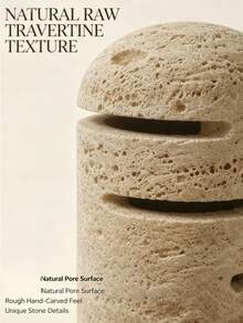 Natural Travertine Dome‑Top Decorative Ornament, Multi‑Layer Hollow‑Out Stone Tabletop Sculpture, 9cm Diameter 14.5cm Height Textured Desktop Accent Decor, Exquisite Display Ornament For Living Room, Bedroom, Shelf And Side Table - Wabi-sabi Style Cave Stone Decorative Ornament - View 7