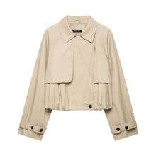 Camellia Autumn New Women's European And American Style Fashion Minimalist Versatile Puff Effect Short Jacket - Khaki - View 1