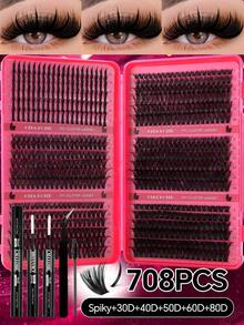 720/684/648/200pcs Multi-Style D-Curl Eyelash Clusters Set, 8-16mm Large Capacity Individual Lashes. Easy For Daily Makeup Use At Home. Suitable For Dates, Travel, Photography, Weddings, Holidays And Cosplay False Eyelashes - Multicolor - View 5