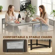 Dining Table And Chairs Set 2, Dining Room Sets, Rectangular Space Saving Table And 2 Chairs Compact Kitchens, Steel Frame, On-Site - Charcoal + Engineered Wood - View 6