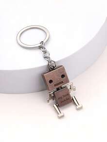 1pc Customized Text Robot Keychain, Personalized Engraved Metal Key Ring, Vintage Robot Character Keychain, Customized Name Pendant Keychain Gift For Men Boys Friends - Multicolor - View 6