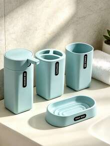 4/6‑Piece Bathroom Accessory Set, Countertop Storage Kit, Includes Soap Dispenser, Toothbrush Holder, Drinking Cup, Soap Dish, Matte Smooth Plastic Bathroom Organizer For Home Bathroom Vanity Countertop Decor - Multi-color Bathroom Set - View 12