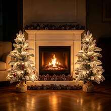 23.62 Inch Artificial Pine Tree, Desktop Christmas Tree, Suitable For Living Room, Entryway, Fireplace Mantel, Dining Table, Bedroom, Office, Apartment And Farmhouse Style Home Holiday Winter Decoration And Christmas Decor - Multicolor - View 3