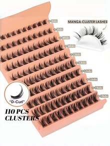 8-16MM D Curl Anime Style European Segmented Self-Adhesive Thick Single Cluster False Eyelashes - Black - View 2