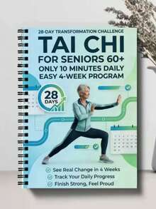1pc 28-Day Tai Chi Walking Plan Journal, 10-Minute Daily Tai Chi Exercise Guide, Walking & Movement Practice Journal For Seniors, Fitness & Wellness - Multicolor - View 6