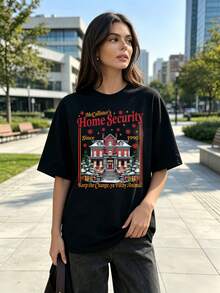 Home Alone McCallister's Home Security Graphic T‑Shirt, Keep The Change Ya Filthy Animal, Classic 1990 Christmas Movie Tee, Holiday Fan Gift - Black - View 4
