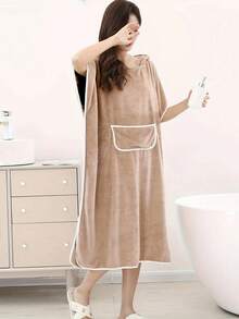 1 buah Jubah Mandi Tanpa Lengan Wanita, Jubah Ponco Penyerap yang Dapat Dipakai untuk Berselancar, Jubah Ganti Cepat Kering, Jubah Handuk Berkerudung, Jubah Ganti untuk Berenang, Berselancar, dan Aktivitas Luar Ruangan di Pantai - Royal Blue - View 6