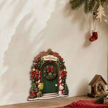 1pc Christmas Mouse Wooden Fairy Door Plaque With Hinged Opening Door, Rustic 3D Baseboard Decor For Home, Room, Party And Christmas Decoration - Christmas Wooden Ornament - View 4