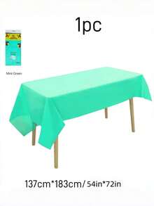 1pc Green Plastic Tablecloth | Light Green Disposable Waterproof Tablecloth, 4 Green Colors Available, Sage Green Tablecloth, 54x108 Inches, Fits 6-8ft Rectangular Tables, Indoor/Outdoor Party, Birthday, Wedding, Baby Shower Decoration - Multicolor - View 6