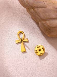 Stainless Steel Ankh Cross Brooch For Women 18k Gold Plated Egypt Cross Brooch Lapel Pin Vintage Jewelry Accessories - 1 - View 4