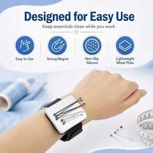 1pc Black Silicone Magnetic Wristband, Strong Magnetic Metal Surface For Adsorbing Sewing Pins And Hair Clips, Dual-Use For Patchwork Sewing And Hair Styling, Elastic Wrist Band Fits Wrist, Professional Practical Accessory For Handmade And Hair Salon - Multicolor - View 9