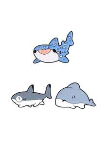 Cute Cartoon Shark Enamel Pin Set Kawaii Ocean Animal Whale Shark Lapel Brooch Lovely Badge For Backpack Jacket Decor Gift - Multicolor - View 10
