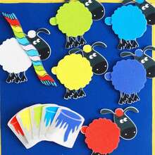 hoojojo 17Pcs Blue Sheep Felt Story Set, Montessori Teaching Aids, Color Sorting Game, English Reading Storytelling Props, Classroom Learning Supplies, Teacher Teaching Aids, Parent-Child Interactive Game - Multicolor - View 8