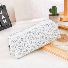 Purple Floral, Fresh Versatile Pattern 2D Print, Smooth Zipper, Say Goodbye To Stationery Clutter, Easily Store All Learning Supplies, Essential For Students - Multicolor - View 4