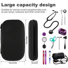 Lightweight Portable EVA Stethoscope Carrying Case, Hard Shell Storage Box With Handle & Double Zipper, Nurse Organizer Bag For Nursing Students, Fits Pen Lights Tweezers Scissors, Home Clinic Travel Use, Mesh Pocket & Soft Lining, Empty Case Only - Multicolor - View 5